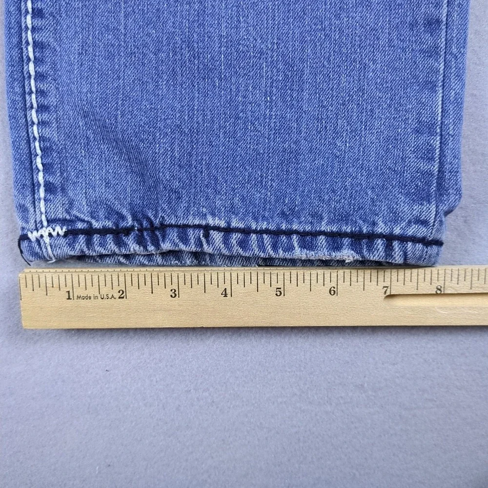 True Religion Ricky Jeans Mens 34x31 Blue Distressed Stone Wash Flap Pockets USA